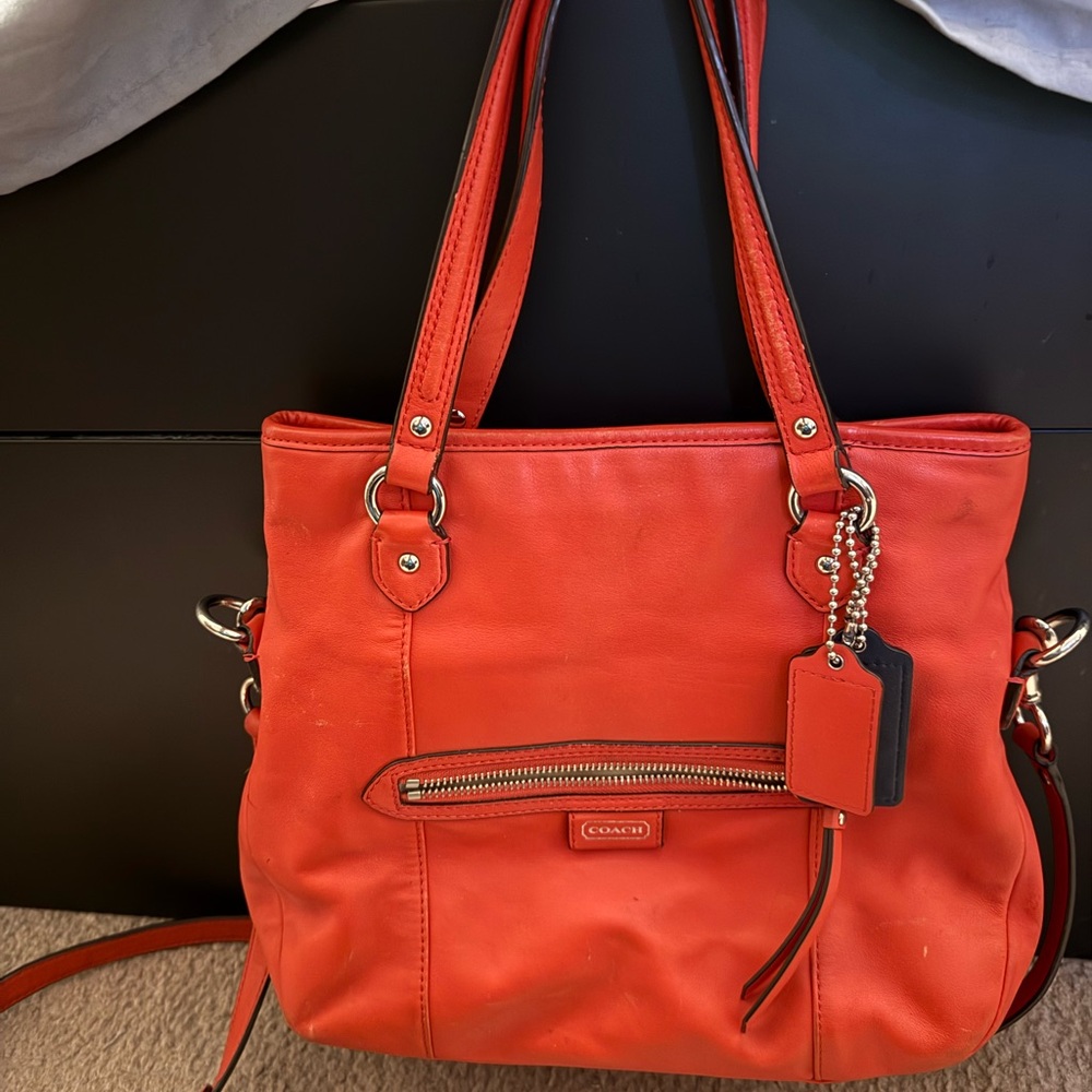 Coach coral leather Tote Bag